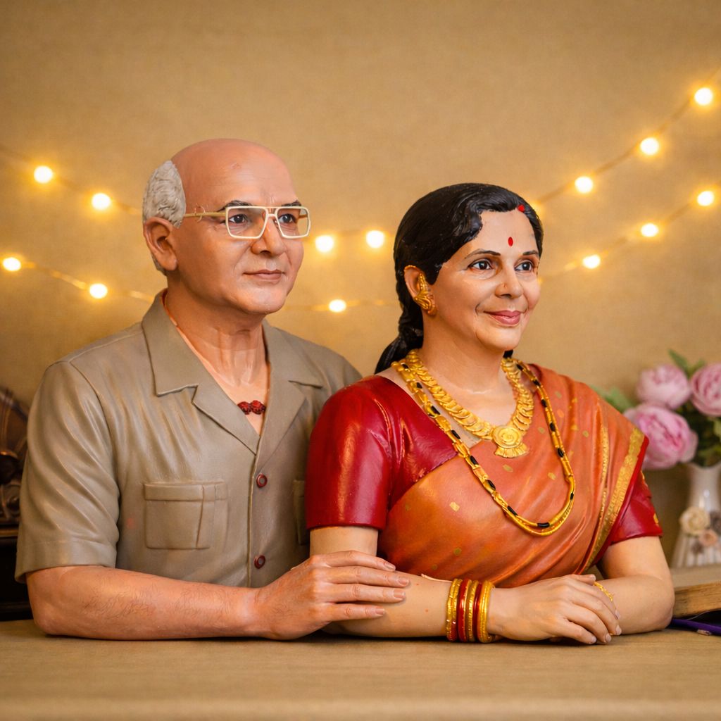 3D Couple Half Body Statue Miniature